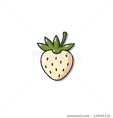 Delicate white strawberry illustration showcases unique charm against a pure background adding 134585120