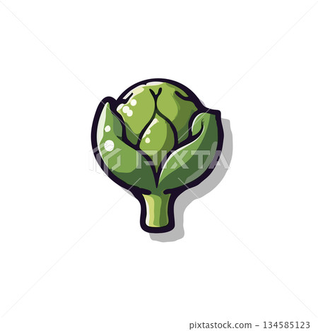 Whimsical artichoke depiction showcasing vibrant green hues and playful shadows offering a fresh Whimsical artichoke depiction showcasing vibrant green hues and playful shadows offering a fresh 134585123
