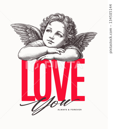 Cute Cupid Love Typographic Design Cute Cupid Love Typographic Design 134585144
