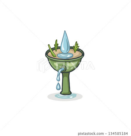 Conceptual depiction of water conservation and environmental protection portraying a green 134585184