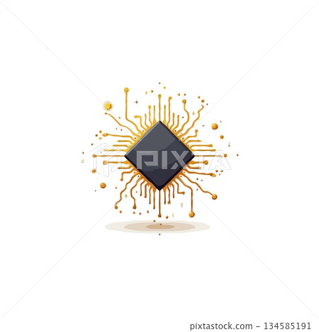 Conceptual illustration portraying the intricate network within a microprocessor emphasizing Conceptual illustration portraying the intricate network within a microprocessor emphasizing 134585191