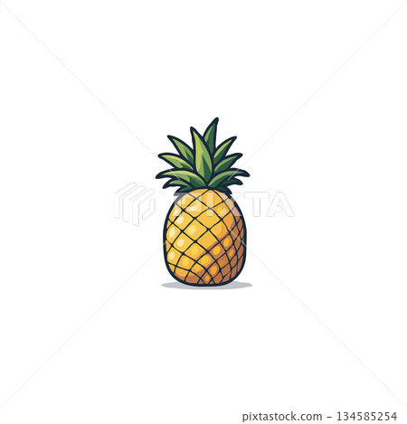 Vibrant pineapple illustration showcasing tropical allure, vibrant colors and organic shapes 134585254