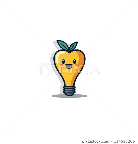 Cute animated lightbulb with a heart shaped body embodies ideas and creativity through modern design 134585269