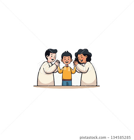 Warm familial interaction illustrating bonding between parents and child expressing care and Warm familial interaction illustrating bonding between parents and child expressing care and 134585285
