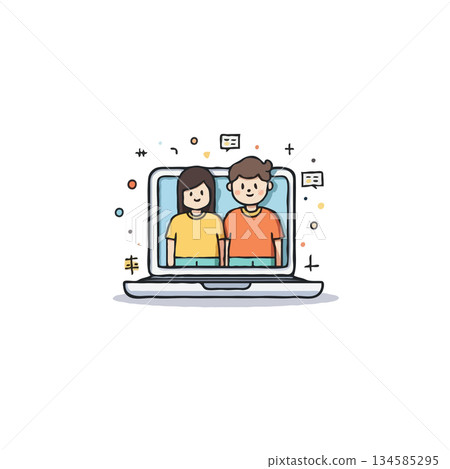 Connected through technology: A couple's digital embrace fostering connection across distance with 134585295