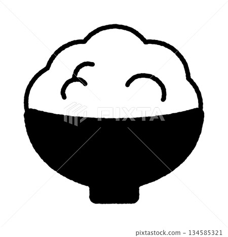 A simple and cute illustration of white rice served in a bowl A simple and cute illustration of white rice served in a bowl 134585321