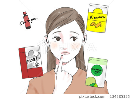 【插圖】補充劑和女性 134585335