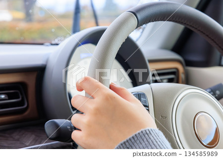 A scene of a woman in her 20s driving a car (no face) A scene of a woman in her 20s driving a car (no face) 134585989