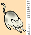 Illustration of a fat cat stretching 134586057