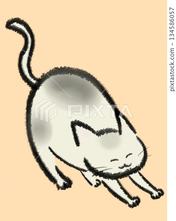 肥貓伸懶腰的插圖 134586057