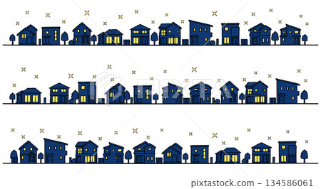 手繪城市夜景插畫 134586061