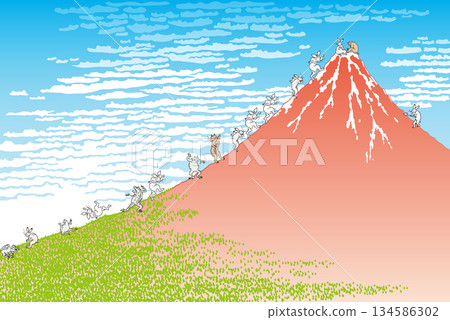 Animals climbing Mount Fuji, as imagined by Katsushika Hokusai Animals climbing Mount Fuji, as imagined by Katsushika Hokusai 134586302