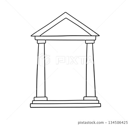 Doodle frame in antique Greek building style. Hand drawn Roman pillar and Greek column. Ancient museum doodle icon. Hand drawn line border and frame. Vector illustration isolated on white background Doodle frame in antique Greek building style. Hand drawn Roman pillar and Greek column. Ancient museum doodle icon. Hand drawn line border and frame. Vector illustration isolated on white background 134586425
