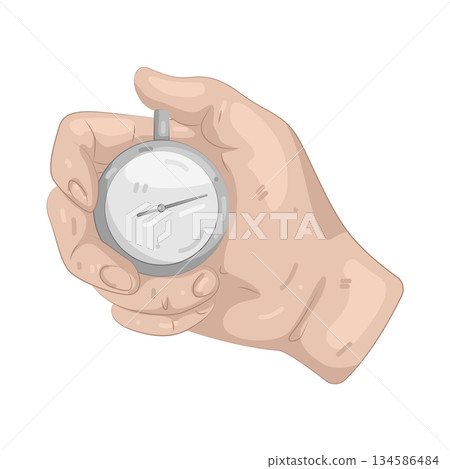 Illustration of hand holding stopwatch Illustration of hand holding stopwatch 134586484