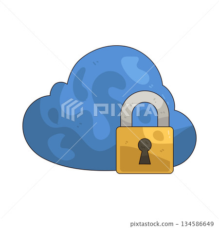 illustration of cloud lock 134586649