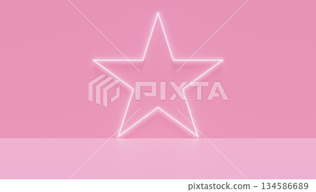 粉紅色舞台背景,附星形LED燈框。具有景深的攝影棚房間CG插圖。 粉紅色舞台背景,附星形LED燈框。具有景深的攝影棚房間CG插圖。 134586689