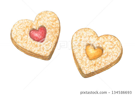 果醬夾心餅乾水彩鉛筆插圖 134586693