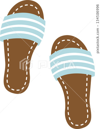 summer beach sandal slippers icons tropical vacation ornaments decoration element, flat jpg illustration cartoon character costume design 134586996