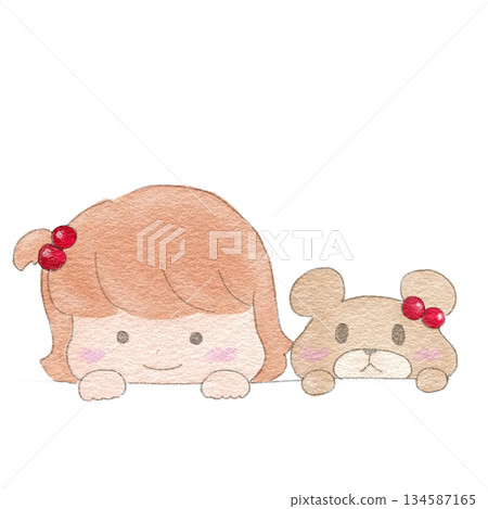 A girl and a bear pop out 134587165