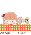 A girl and a bear popping out (with pattern) 134587166