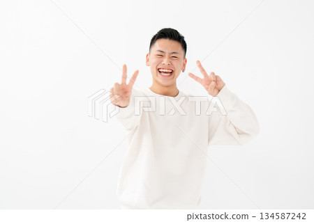 Boys, Teenagers, Portrait, Peace Sign Boys, Teenagers, Portrait, Peace Sign 134587242