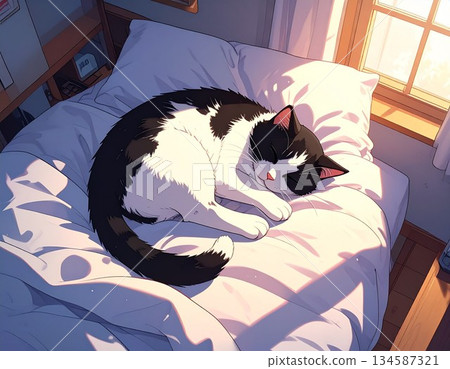 睡在床上的貓 睡在床上的貓 134587321