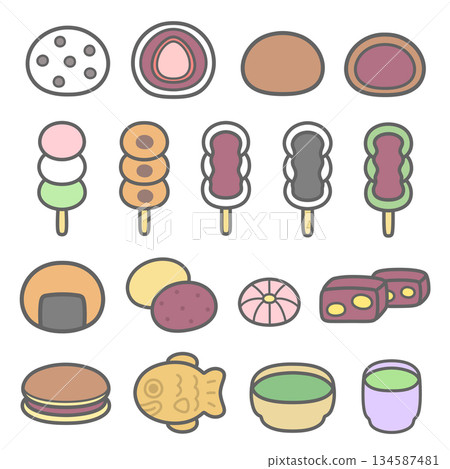 可愛的日本糖果插圖集 134587481