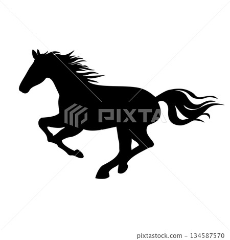 Vector illustration of a running horse silhouette 134587570
