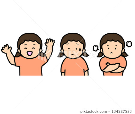 Children’s emotion set – happy, confused and angry 134587583