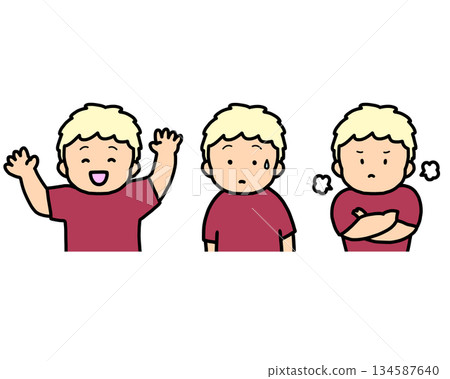 Children’s emotion set – happy, confused and angry 134587640