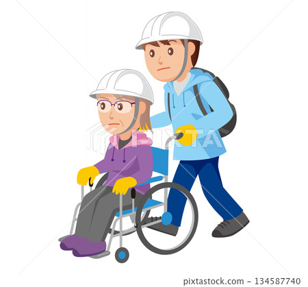 Elderly wheelchair disaster evacuation 02 Elderly wheelchair disaster evacuation 02 134587740