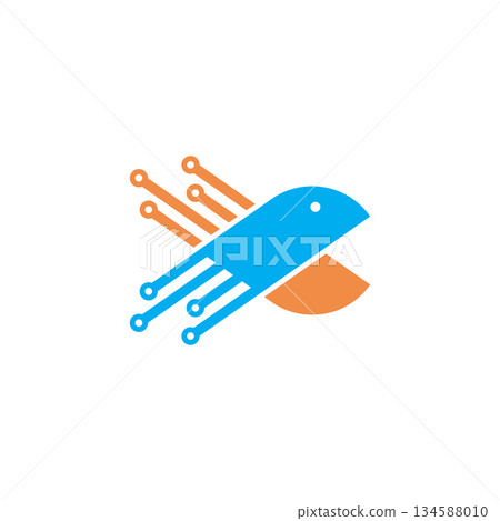 Fish circuit shape logo Fish circuit shape logo 134588010