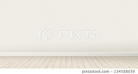 Empty room with old white cement wall and whitewashed wooden floor fade condition graphic illustration. Empty room with old white cement wall and whitewashed wooden floor fade condition graphic illustration. 134588039