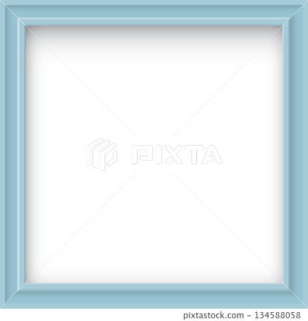Light blue square frame on white background graphic illustration. Blank picture frame. 134588058