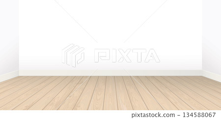 Empty room with blank white wall and whitewashed wooden floor graphic illustration. Empty room with blank white wall and whitewashed wooden floor graphic illustration. 134588067