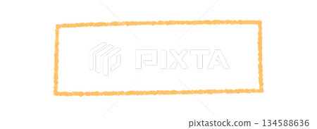 Orange chalk rectangle border frame forms a clean box with contour edges. Banner textbox stands as a quote box on white background, making modern template for graphic or card design. Orange chalk rectangle border frame forms a clean box with contour edges. Banner textbox stands as a quote box on white background, making modern template for graphic or card design. 134588636