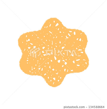 Groovy retro crayon burst shape with wavy lines and sketched border forms a playful doodle frame. Abstract chalk shading adds a y2k touch as trendy graphic element for creative background. 134588664