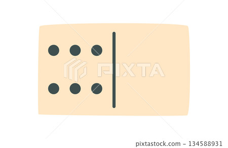 Flat black and white domino tile on simple background. Classic game piece for boardgame and tabletop play. Perfect for childhood games, fun activities, entertainment. Flat black and white domino tile on simple background. Classic game piece for boardgame and tabletop play. Perfect for childhood games, fun activities, entertainment. 134588931