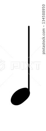 Groovy retro music note sticker in funky pop style. Y2k symbol and simple graphic combine as a bold note motif. This groovy element adds cool vintage flair for modern creative projects. 134588950