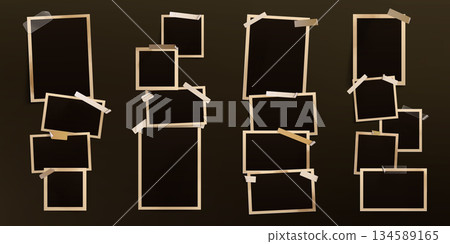 Vintage photo frame set with tape Vintage photo frame set with tape 134589165