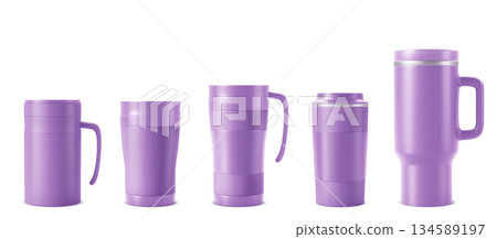 Purple tumbler - realistic travel mug mockup Purple tumbler - realistic travel mug mockup 134589197
