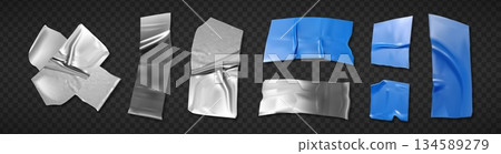 Silver and blue duct tape patch set 134589279