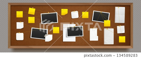 Detective evidence board with photos 134589283