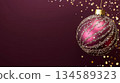Elegant Christmas ornament with sparkling details against a rich purple background for festive decor 134589323