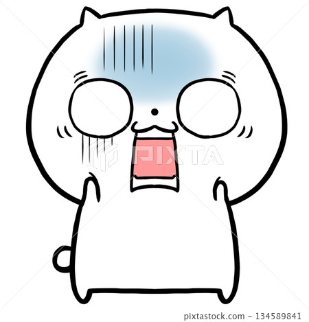 Illustration of a pale and shocked white character (surprise/despair) 134589841