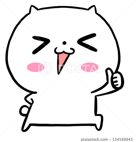 Illustration of a white character giving a thumbs up and good sign (OK/Like) 134589843