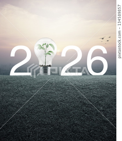 Happy new year 2026 ecological cover concept Happy new year 2026 ecological cover concept 134589857