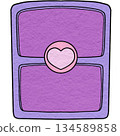 A bright purple envelope with a pink heart wax seal 134589858