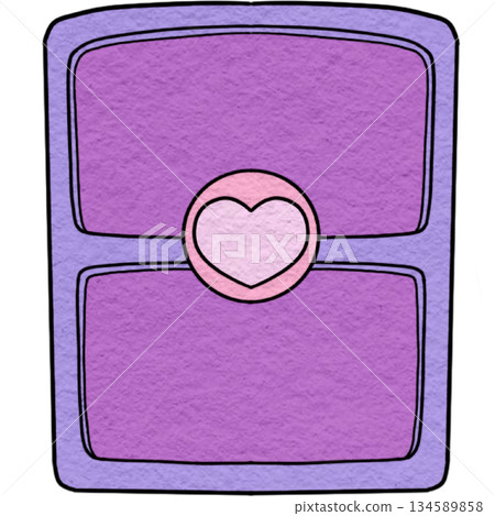 A bright purple envelope with a pink heart wax seal A bright purple envelope with a pink heart wax seal 134589858