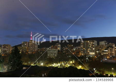 Blue hour view on Vake district of Tbilisi Blue hour view on Vake district of Tbilisi 134589908